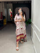 Load image into Gallery viewer, White Color Bandhej Print With Gotta Patti Lace Border Gaji Silk Kaftan ClothsVilla.com