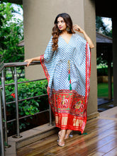Load image into Gallery viewer, White Color Digital bandhej Printed Pure Gaji Silk Kaftan Clothsvilla