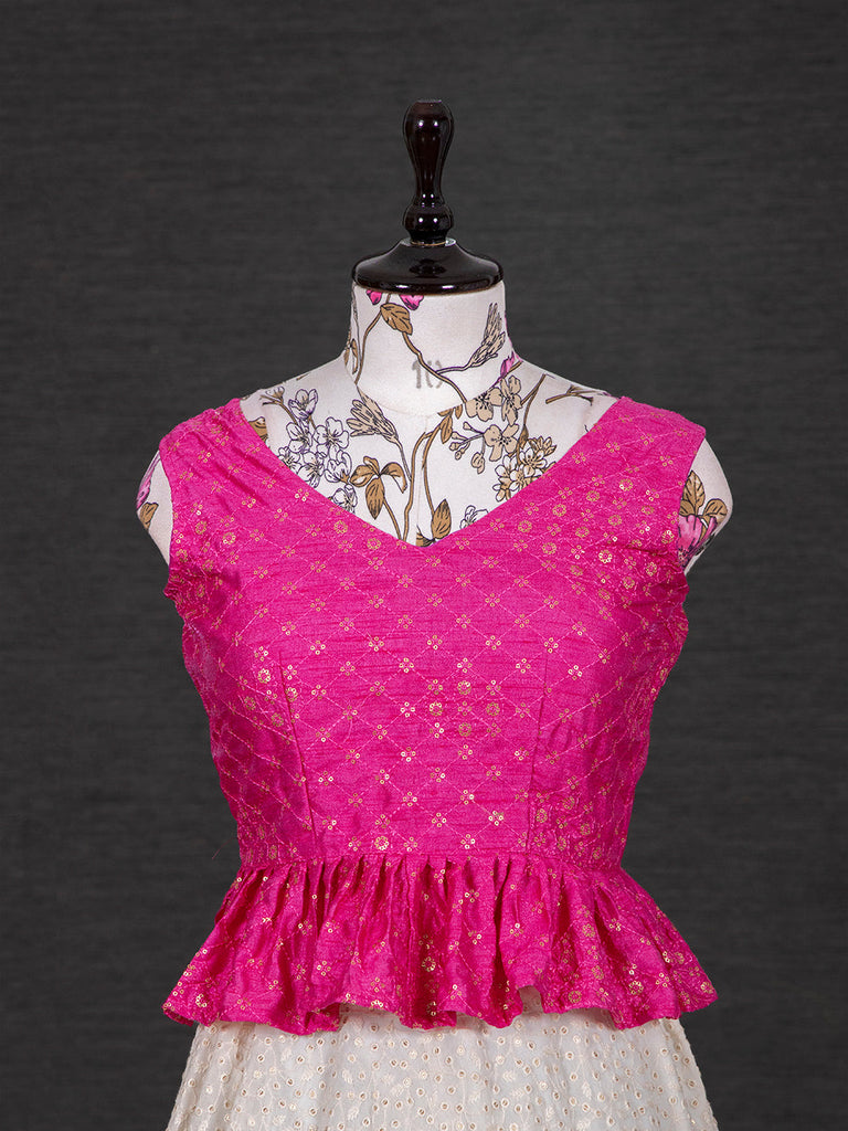 Pink Color Sequins And Thread Mono Banglory Blouse Clothsvilla