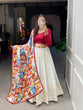 Load image into Gallery viewer, White Color Sequins And Thread Embroidery Work Georgette Lehenga Choli ClothsVilla.com