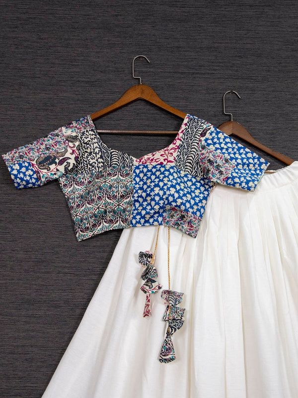 White Color Pure Cotton Chaniya Choli Set Clothsvilla