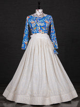 Load image into Gallery viewer, White Color Lucknowi Sequins Embroidery Work Lehenga With Crop Top Clothsvilla