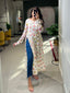 White Color Floral Printed Georgette Material Naira Cut Kurti Clothsvilla