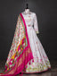 White Color Printed Silk Lehenga Choli With Dupatta Clothsvilla