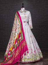 Load image into Gallery viewer, White Color Printed Silk Lehenga Choli With Dupatta Clothsvilla
