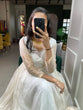 Load image into Gallery viewer, White Color Zari Weaving Work Organza Chex Gown Clothsvilla