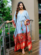 Load image into Gallery viewer, White Color Digital bandhej Printed Pure Gaji Silk Kaftan Clothsvilla