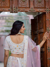 Load image into Gallery viewer, White Color  Lucknowi Work Georgette Chaniya Choli Clothsvilla