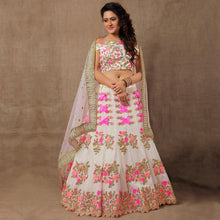 Load image into Gallery viewer, White Party Wear Embroidered Silk Lehenga Choli Clothsvilla