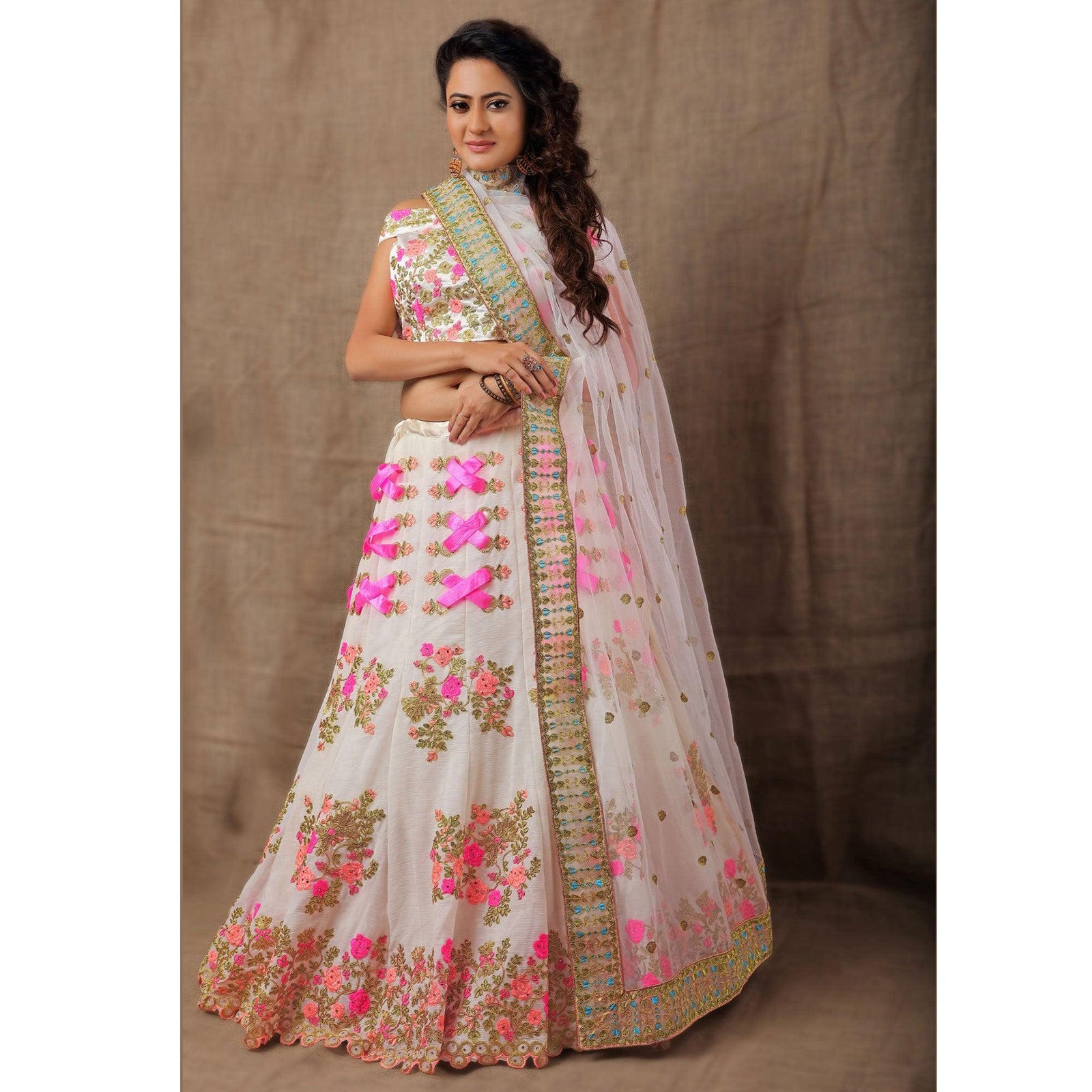 White Party Wear Embroidered Silk Lehenga Choli Clothsvilla