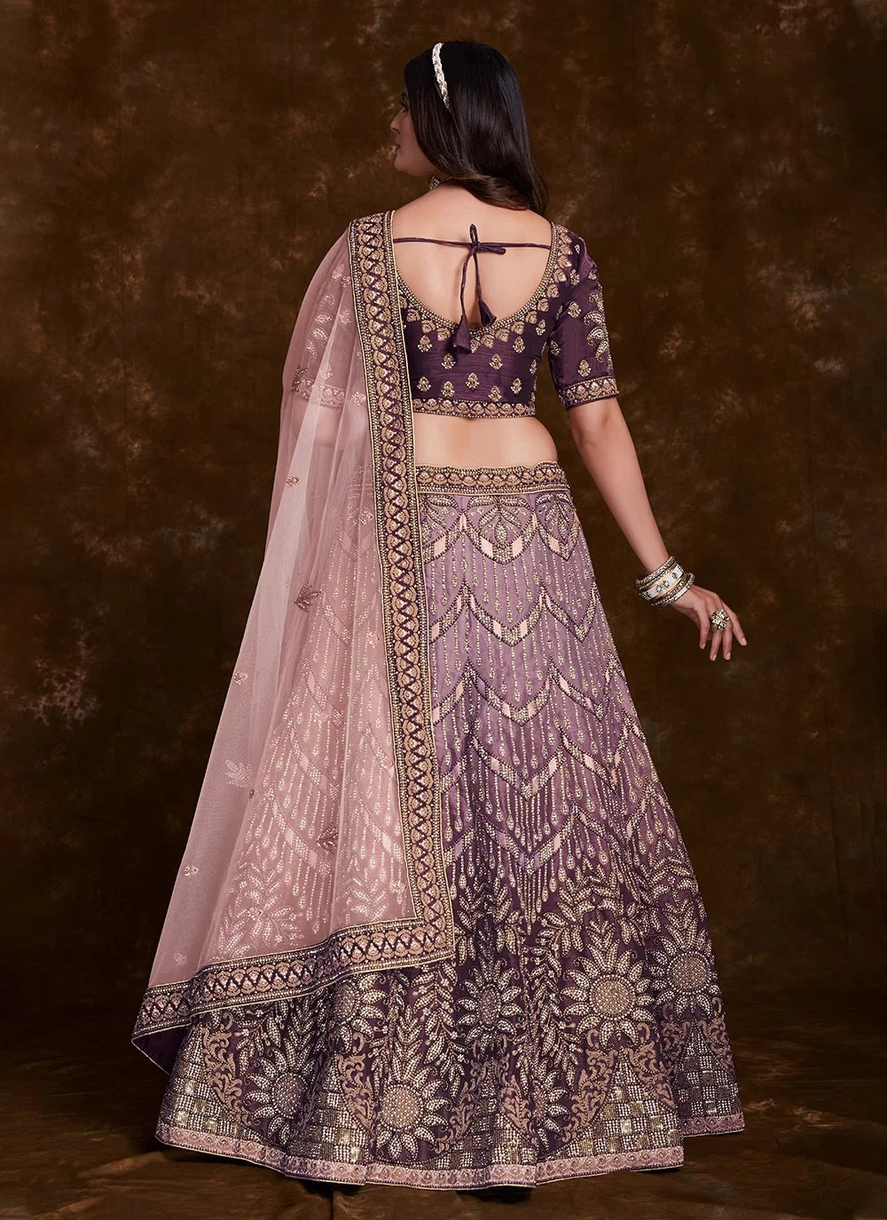 Wine Art Silk Lehenga Choli with Intricate Thread, Zari & Sequin Work Clothsvilla