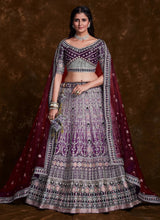 Load image into Gallery viewer, Wine Art Silk Lehenga with Elegant Thread, Zari &amp; Zarkan Work Clothsvilla