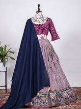 Load image into Gallery viewer, Wine Color Printed With Foil Cotton Lehenga Clothsvilla