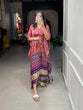 Load image into Gallery viewer, Wine Color Patola Printed Gaji Silk Kaftan ClothsVilla.com
