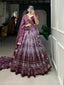 Wine Color Dot And Ikkat Print With Foil Work Tussar Silk Lehenga Choli Clothsvilla
