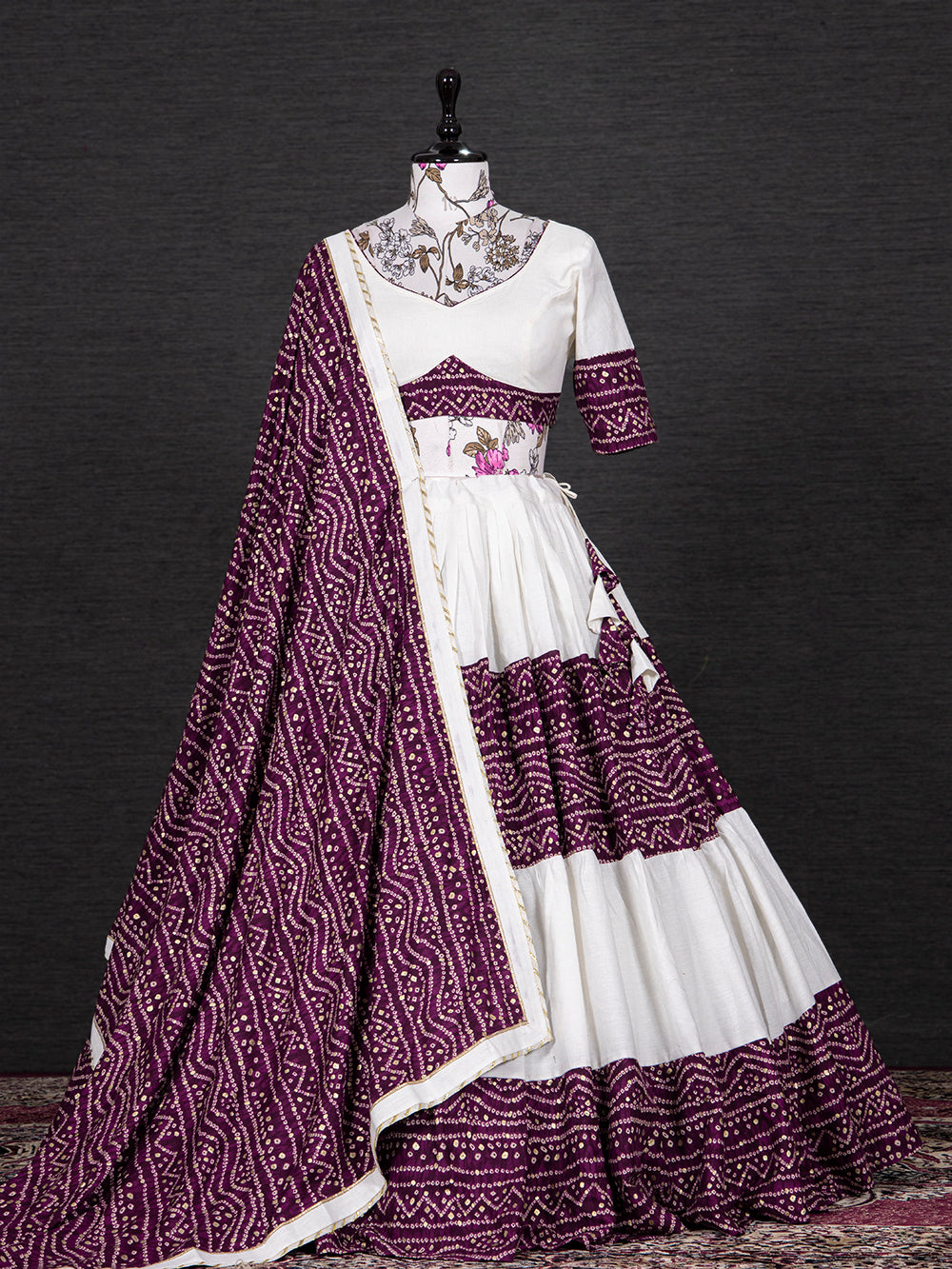 Wine Color Foil And Printed Pure Cotton Lehenga Choli Clothsvilla Main image