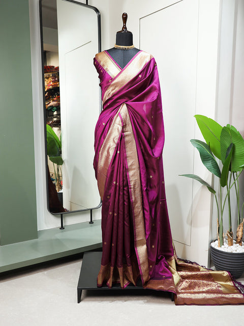 Wine Color Zari Weaving Work Jacquard Silk Saree Clothsvilla Main image