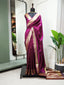 Wine Color Zari Weaving Work Jacquard Silk Saree Clothsvilla