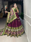 Wine Color Patola Print With Foil Work Tussar Silk Lehenga Choli ClothsVilla.com