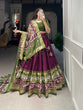 Load image into Gallery viewer, Wine Color Patola Print With Foil Work Tussar Silk Lehenga Choli ClothsVilla.com