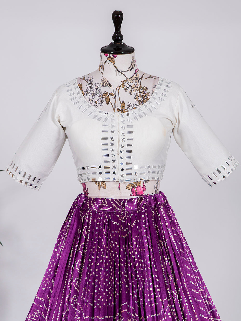 Wine Color Digital Bandhej Printed Pure Gaji Silk Lehenga Choli Clothsvilla