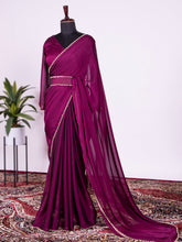 Load image into Gallery viewer, Wine Color Rangoli Silk Saree With Pearl Lace Border Clothsvilla