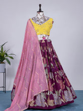 Load image into Gallery viewer, Wine Color Thread And Sequins Embroidery Work Georgette Lehenga Choli Clothsvilla