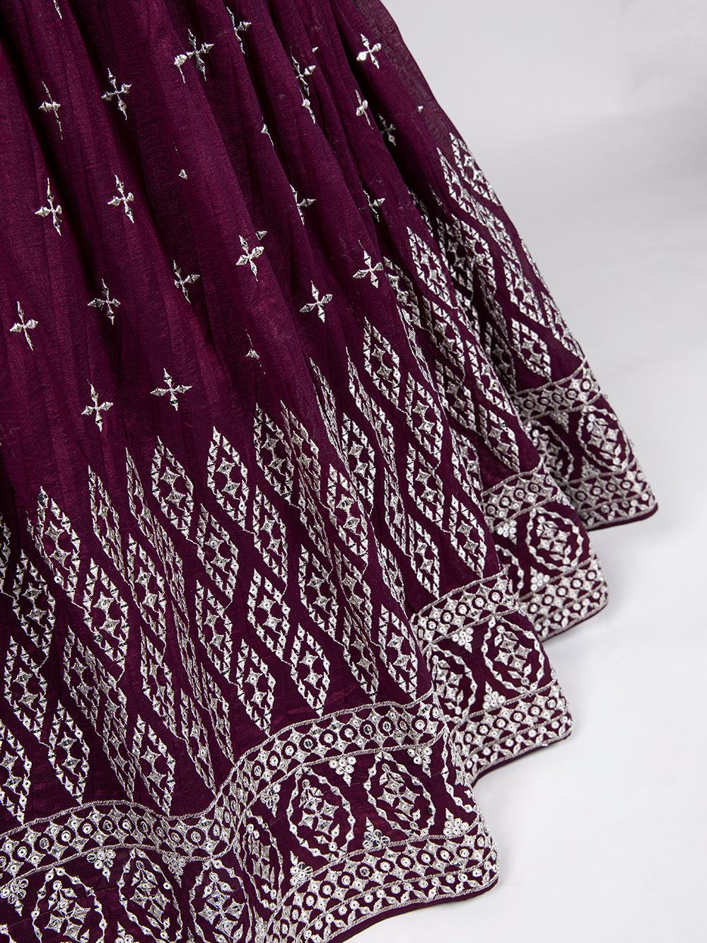 Wine Color Sequins Embroidery Work Neem Silk Lehenga Choli ClothsVilla.com