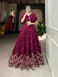 Load image into Gallery viewer, Wine Color Thread Embroidery Work Vichitra Silk Lehenga Choli Clothsvilla