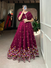 Load image into Gallery viewer, Wine Color Thread Embroidery Work Vichitra Silk Lehenga Choli Clothsvilla