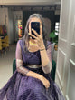 Load image into Gallery viewer, Wine Color Zari Weaving Work Organza Chex Gown Clothsvilla