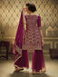 Wine Net Embroidered Partywear Sharara Suit Clothsvilla