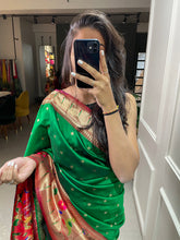 Load image into Gallery viewer, Green Color Weaving Zari Work Jacquard Silk Saree Clothsvilla