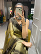 Load image into Gallery viewer, Mehendi Color Zari Lining Work Rangoli Padding Saree Clothsvilla