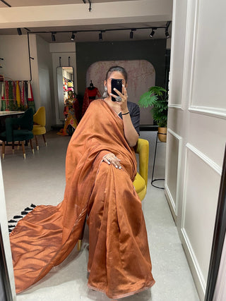 Brown Color Plain Melanin Silk Saree Clothsvilla