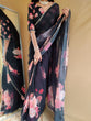 Load image into Gallery viewer, Black Color printed With Peral Lace Border Georgette Saree Clothsvilla