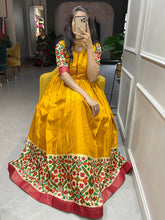 Load image into Gallery viewer, Yellow Color Foil Printed Dola Silk Gown Clothsvilla