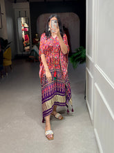 Load image into Gallery viewer, Wine Color Patola Printed Gaji Silk Kaftan ClothsVilla.com