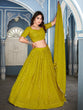Load image into Gallery viewer, Mehndi Color Lucknowi Thread &amp; Sequins Embroidery Work Georgette Lehenga Choli ClothsVilla.com