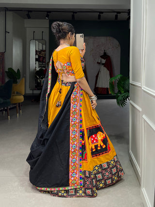 Mustard Color Gamthi Patch Work Cotton Garba Choli ClothsVilla