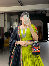 Load image into Gallery viewer, Parrot Color Gamthi Work With Paper Mirror Work Cotton Dandiya Choli ClothsVilla