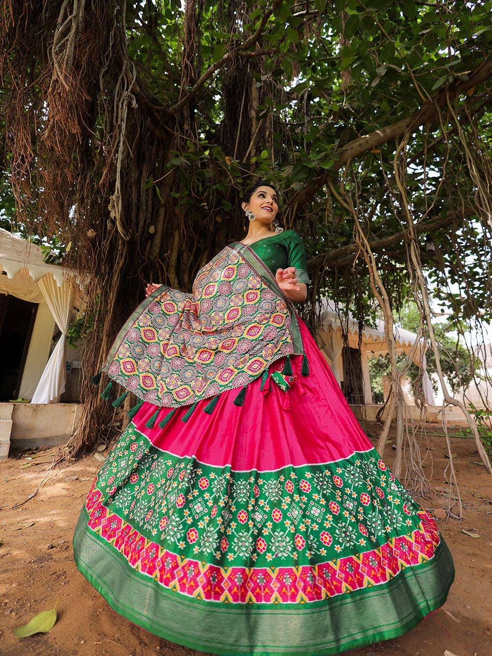 Pink Color Printed With Foil Work Dola Silk Lehenga Choli Clothsvilla