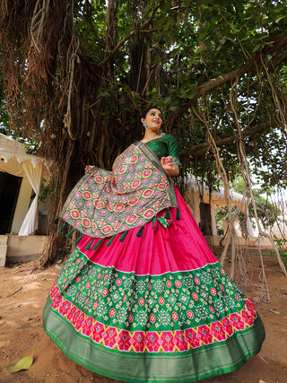 Pink Color Printed With Foil Work Dola Silk Lehenga Choli Clothsvilla