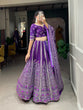 Load image into Gallery viewer, Purple Color Bandhej  Printed With Gota Patti Vaishali Silk Lehenga Choli ClothsVilla.com