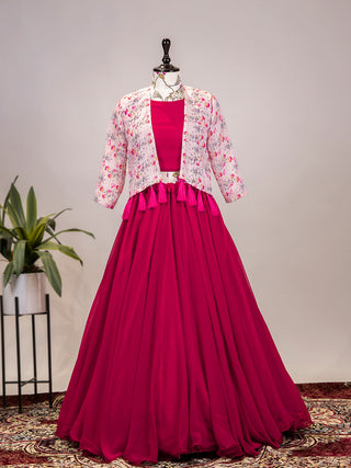 Rani Pink Color Georgette Lehenga Choli Clothsvilla
