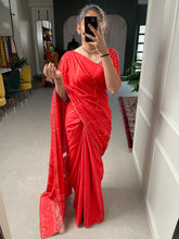 Load image into Gallery viewer, Red Sequins And Zari Work Viscose Chanderi Saree Clothsvilla