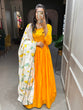 Load image into Gallery viewer, Yellow Color Plain Dola Silk Gown Clothsvilla