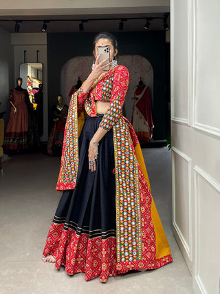 Red Color Digital Printed And Gamthi Work Cotton Chaniya Choli ClothsVilla