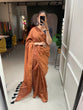 Load image into Gallery viewer, Brown Color Plain Melanin Silk Saree Clothsvilla