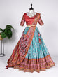 Load image into Gallery viewer, Sky Blue Color Ikkat Patola Print and Sequins Embroidery Chinon Lehenga Choli ClothsVilla
